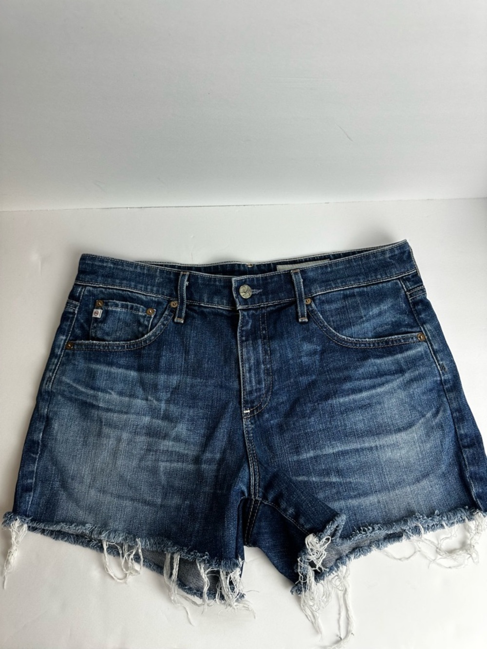 AG Adriano Goldschmied Women's Shorts 28 Hailey The Ex Boyfriend Raw Hem Blue - Picture 9 of 9